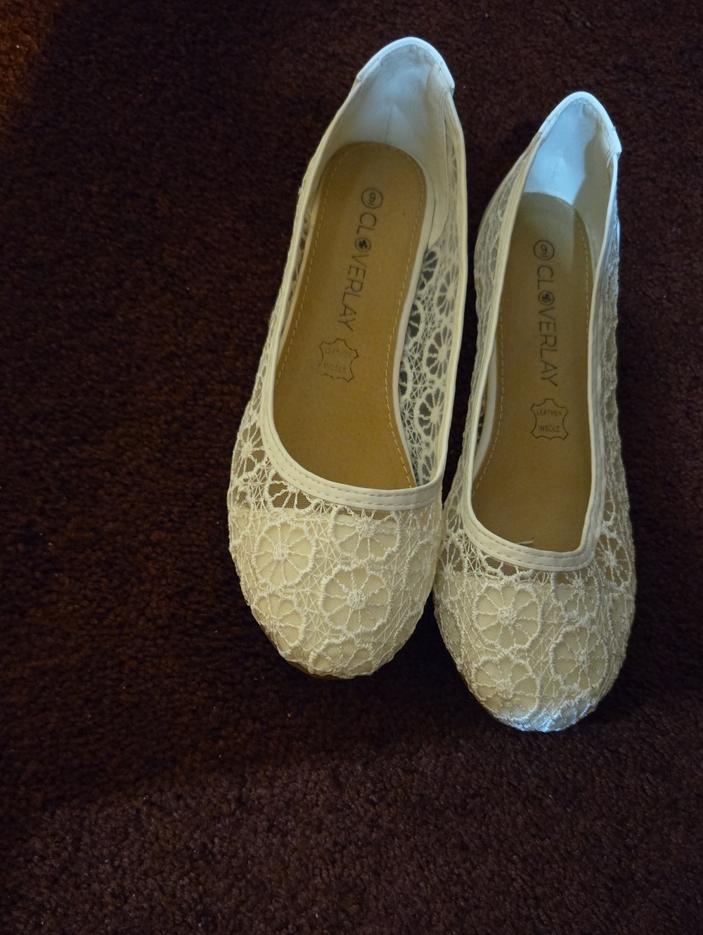Women's Lace Ballet Flats in White